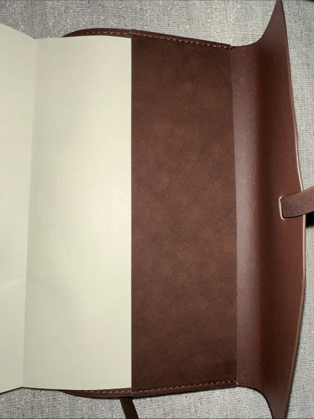 Dark Brown Leather Journal Envelope Notepad Wrap Around Closure Like New